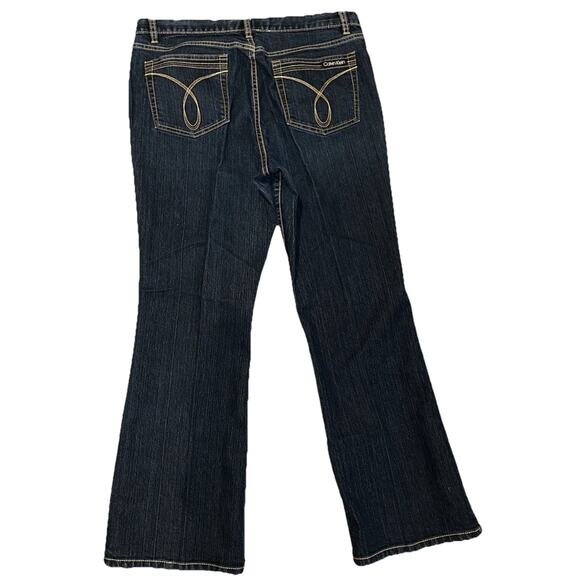 Calvin Klein Flare Leg Blue Jeans Dark Wash Denim Comfort Stretch Size 14/32 - Picture 10 of 11